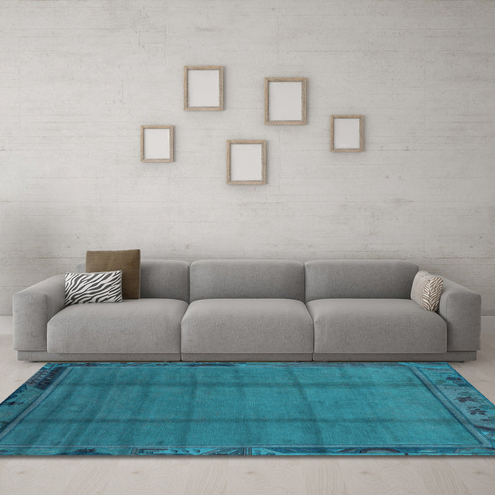 Machine Washable Abstract Light Blue Modern Rug in a Living Room, wshabs1955lblu