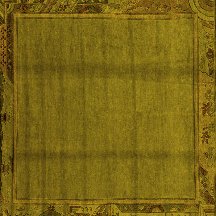 Square Machine Washable Abstract Yellow Modern Rug, wshabs1955yw