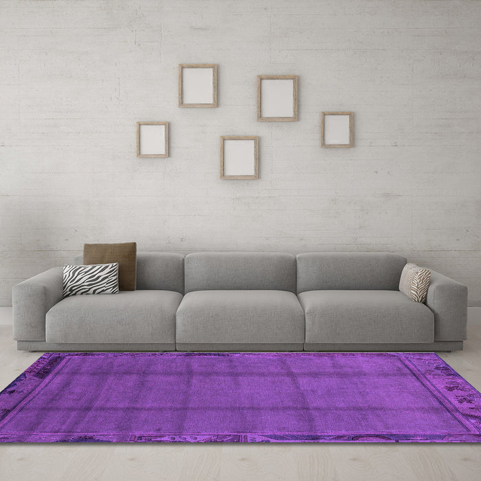 Machine Washable Abstract Purple Modern Area Rugs in a Living Room, wshabs1955pur