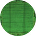 Round Machine Washable Abstract Green Modern Area Rugs, wshabs1955grn