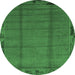 Round Abstract Emerald Green Modern Rug, abs1955emgrn