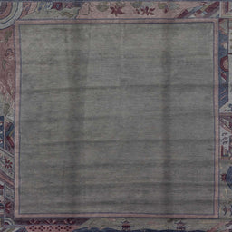 Square Machine Washable Abstract Gray Rug, wshabs1955