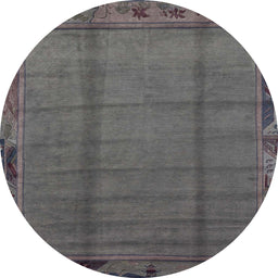 Round Abstract Gray Modern Rug, abs1955