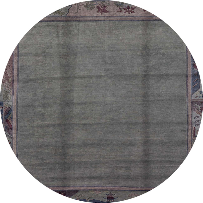 Round Abstract Gray Modern Rug, abs1955