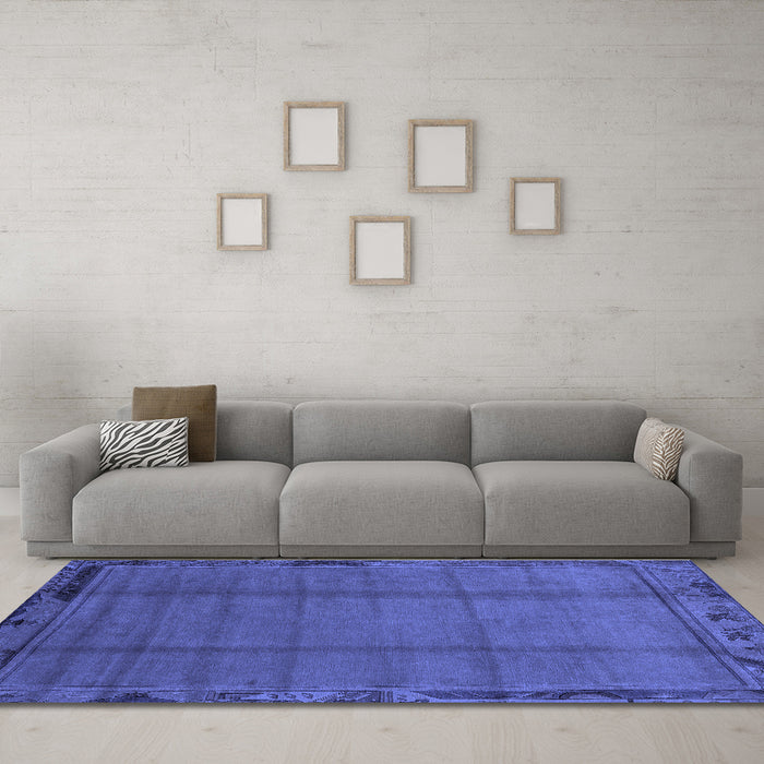 Machine Washable Abstract Blue Modern Rug in a Living Room, wshabs1955blu