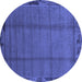 Round Abstract Blue Modern Rug, abs1955blu