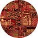 Round Patchwork Orange Transitional Rug, abs1956org