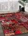 Abstract Rust Pink Patchwork Rug in Family Room, abs1956