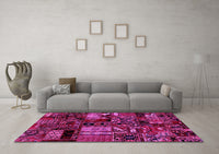 Machine Washable Patchwork Pink Transitional Rug, wshabs1956pnk