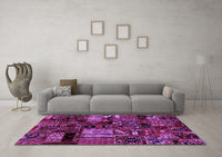 Machine Washable Patchwork Purple Transitional Rug, wshabs1956pur