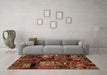 Machine Washable Patchwork Brown Transitional Rug in a Living Room,, wshabs1956brn