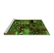 Sideview of Machine Washable Patchwork Green Transitional Area Rugs, wshabs1956grn