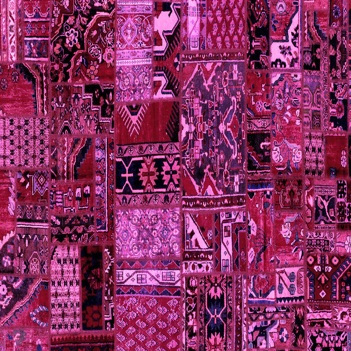 Square Machine Washable Patchwork Pink Transitional Rug, wshabs1956pnk