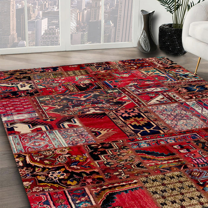 Machine Washable Abstract Rust Pink Rug in a Family Room, wshabs1956