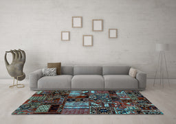 Machine Washable Patchwork Light Blue Transitional Rug in a Living Room, wshabs1956lblu