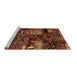 Sideview of Machine Washable Patchwork Brown Transitional Rug, wshabs1956brn