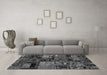 Machine Washable Patchwork Gray Transitional Rug in a Living Room,, wshabs1956gry