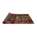 Sideview of Abstract Dark Gold Brown Patchwork Rug, abs1957