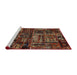 Sideview of Machine Washable Abstract Dark Gold Brown Rug, wshabs1957