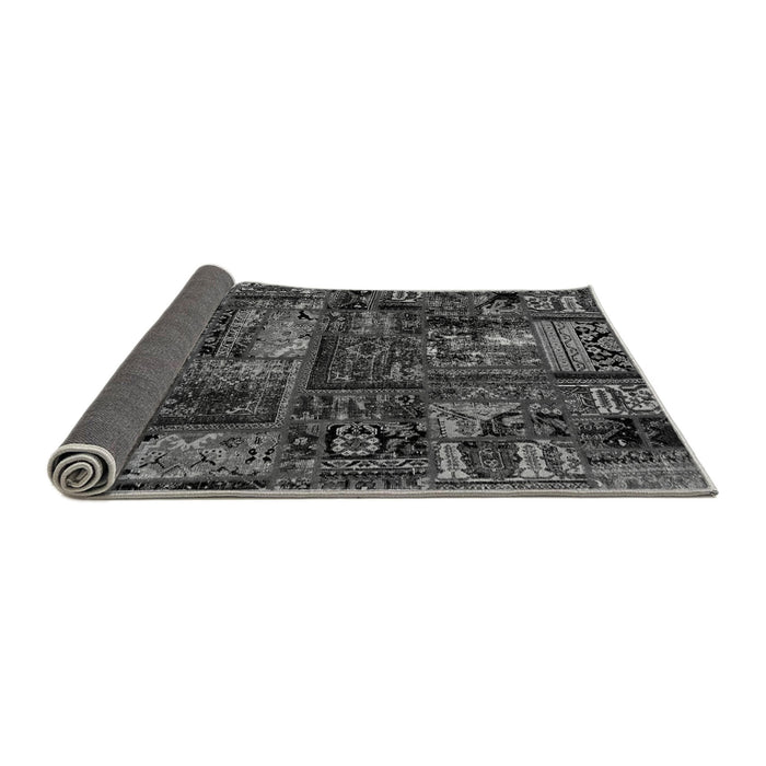 Sideview of Patchwork Gray Transitional Rug, abs1957gry