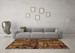 Machine Washable Patchwork Brown Transitional Rug in a Living Room,, wshabs1957brn