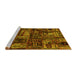 Sideview of Machine Washable Patchwork Yellow Transitional Rug, wshabs1957yw