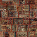 Square Abstract Dark Gold Brown Patchwork Rug, abs1957