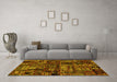 Machine Washable Patchwork Yellow Transitional Rug in a Living Room, wshabs1957yw