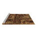 Sideview of Machine Washable Patchwork Brown Transitional Rug, wshabs1957brn