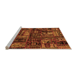 Sideview of Machine Washable Patchwork Orange Transitional Area Rugs, wshabs1957org