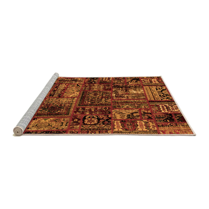 Sideview of Machine Washable Patchwork Orange Transitional Area Rugs, wshabs1957org
