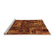 Sideview of Machine Washable Patchwork Orange Transitional Area Rugs, wshabs1957org