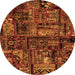 Round Patchwork Orange Transitional Rug, abs1957org