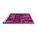 Sideview of Machine Washable Patchwork Pink Transitional Rug, wshabs1957pnk