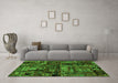 Machine Washable Patchwork Green Transitional Area Rugs in a Living Room,, wshabs1957grn