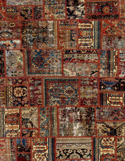 Abstract Dark Gold Brown Patchwork Rug, abs1957