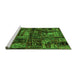 Sideview of Machine Washable Patchwork Green Transitional Area Rugs, wshabs1957grn