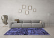 Machine Washable Patchwork Blue Transitional Rug in a Living Room, wshabs1957blu