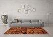 Machine Washable Patchwork Orange Transitional Area Rugs in a Living Room, wshabs1957org