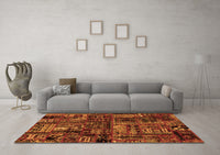 Machine Washable Patchwork Orange Transitional Rug, wshabs1957org