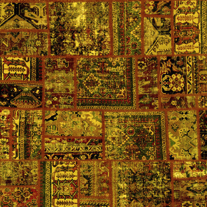 Patchwork Yellow Transitional Rug, abs1957yw