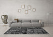 Machine Washable Patchwork Gray Transitional Rug in a Living Room,, wshabs1957gry