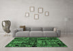 Machine Washable Patchwork Emerald Green Transitional Area Rugs in a Living Room,, wshabs1957emgrn