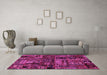 Machine Washable Patchwork Pink Transitional Rug in a Living Room, wshabs1957pnk