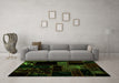 Machine Washable Abstract Green Modern Area Rugs in a Living Room,, wshabs1958grn