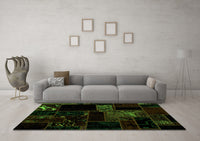 Machine Washable Abstract Green Modern Rug, wshabs1958grn