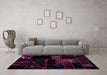 Machine Washable Abstract Purple Modern Area Rugs in a Living Room, wshabs1958pur