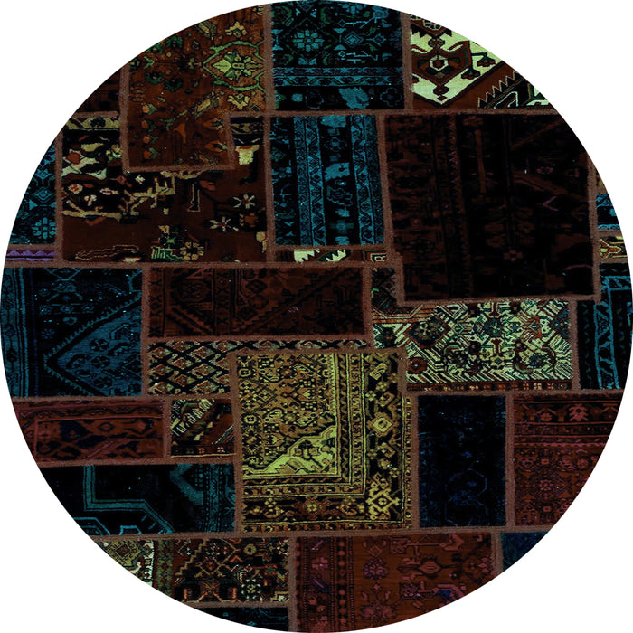 Round Machine Washable Abstract Light Blue Modern Rug, wshabs1958lblu