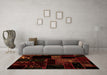 Machine Washable Abstract Orange Modern Area Rugs in a Living Room, wshabs1958org