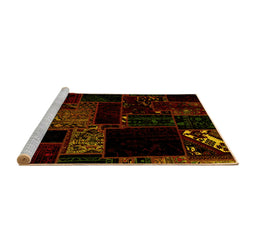 Sideview of Machine Washable Abstract Yellow Modern Rug, wshabs1958yw